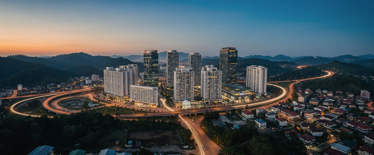A Malaysian town at dusk