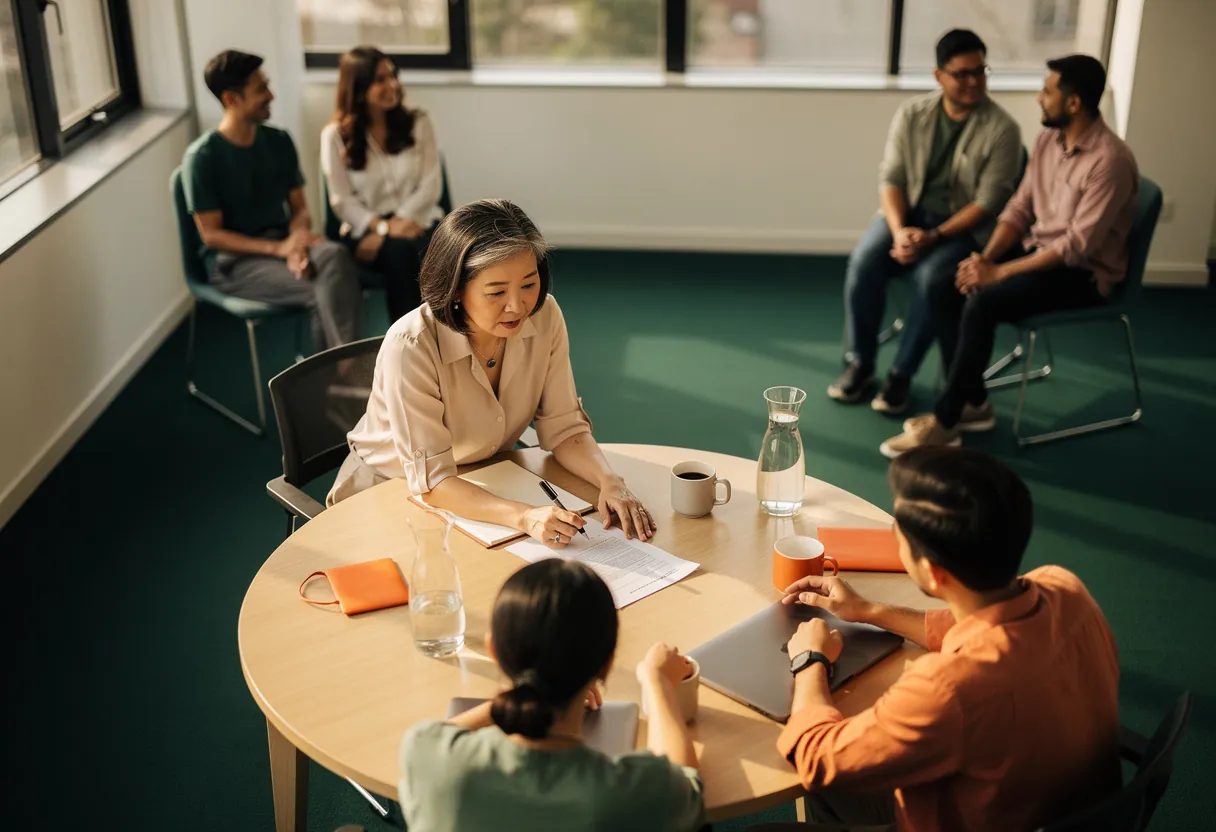 Members learning together at a round table